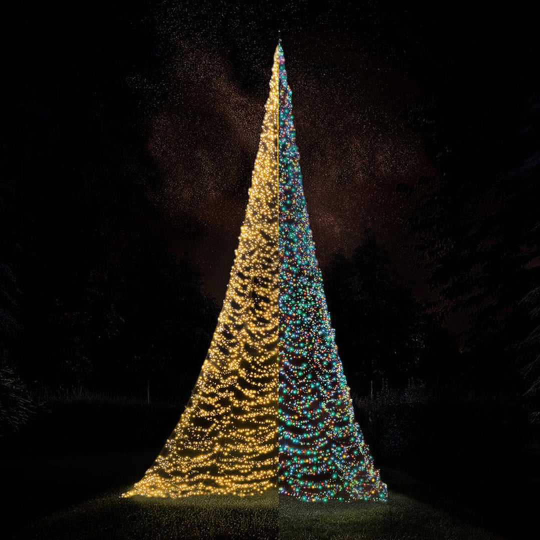 Fairybell 10 meter flaggstang belysning 8000 LED-Lys - Premium-Julebelysning juletrelys ute-Fairybell-Varm hvit / Flerfarget-FA108000L-Lightup.no