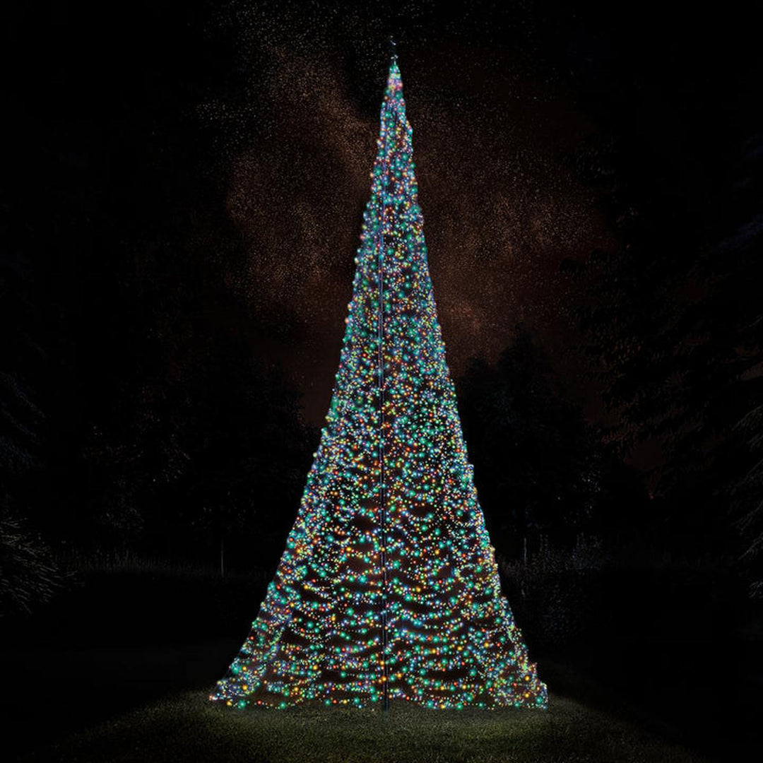 Fairybell 10 meter flaggstang belysning 8000 LED-Lys - Premium-Julebelysning juletrelys ute-Fairybell-Varm hvit / Flerfarget-FA108000L-Lightup.no