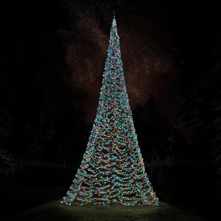 Fairybell 10 meter flaggstang belysning 8000 LED-Lys - Premium-Julebelysning juletrelys ute-Fairybell-Varm hvit / Flerfarget-FA108000L-Lightup.no