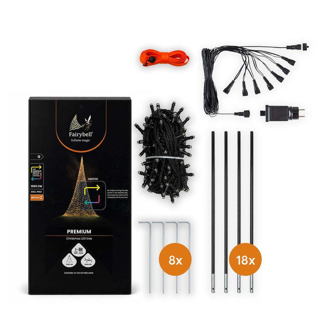 Fairybell 10 meter flaggstang belysning 8000 LED-Lys - Premium-Julebelysning juletrelys ute-Fairybell-Varm hvit / Flerfarget-FA108000L-Lightup.no