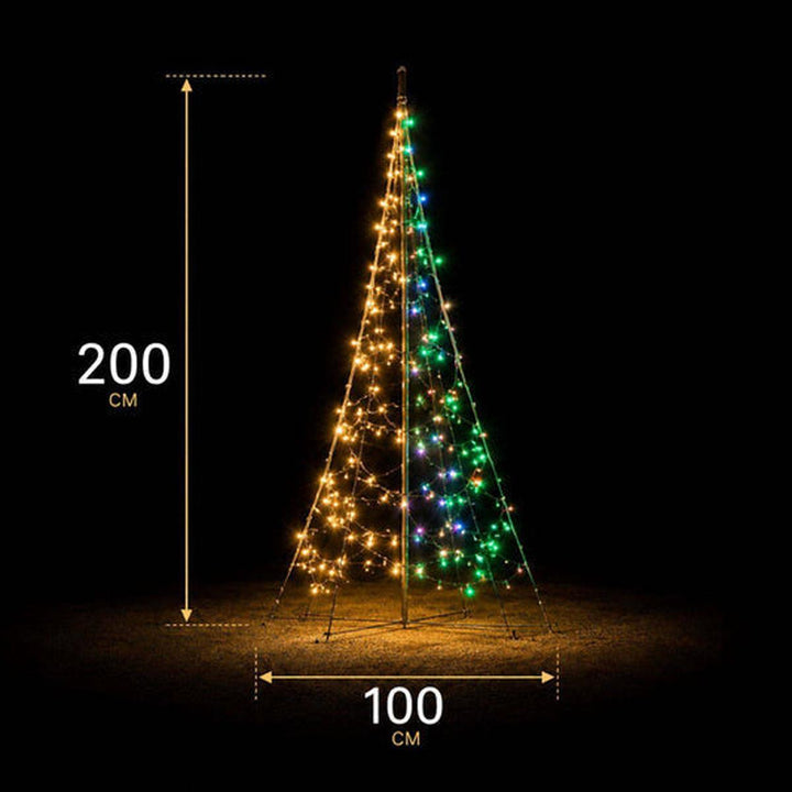 Fairybell 2 meter med flyttbar stang 256 LED-Lys - Premium-Julebelysning juletrelys ute-Fairybell-Varm hvit / Flerfarget-FAS020256L-Lightup.no