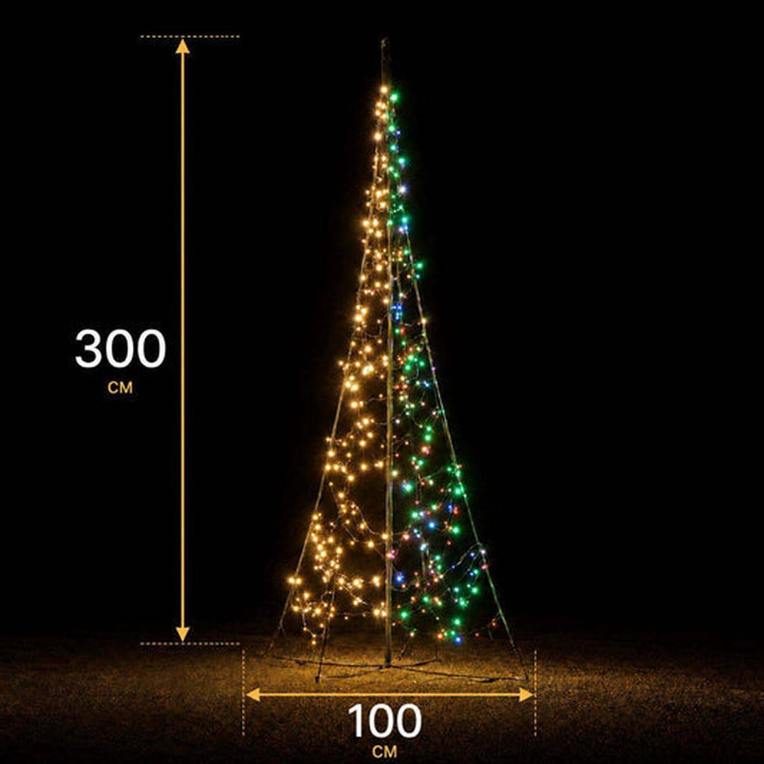 Fairybell 3 meter med flyttbar stang 320 LED-Lys - Premium-Julebelysning juletrelys ute-Fairybell-Varm hvit / Flerfarget-FAS030320L-Lightup.no