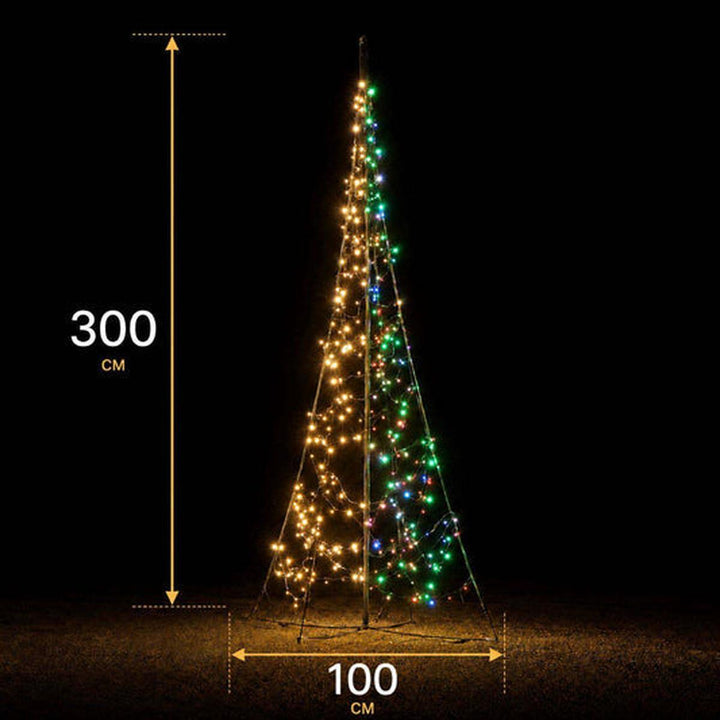 Fairybell 3 meter med flyttbar stang 320 LED-Lys - Premium-Julebelysning juletrelys ute-Fairybell-Varm hvit / Flerfarget-FAS030320L-Lightup.no