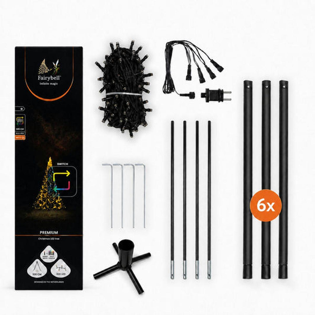 Fairybell 3 meter med flyttbar stang 320 LED-Lys - Premium-Julebelysning juletrelys ute-Fairybell-Varm hvit / Flerfarget-FAS030320L-Lightup.no