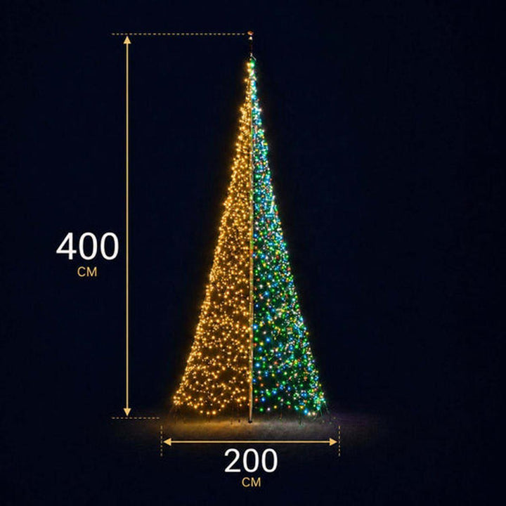 Fairybell 4 meter med stang 1536 LED-Lys - Premium-Julebelysning juletrelys ute-Fairybell-Varm hvit / Flerfarget-FA041536L-Lightup.no