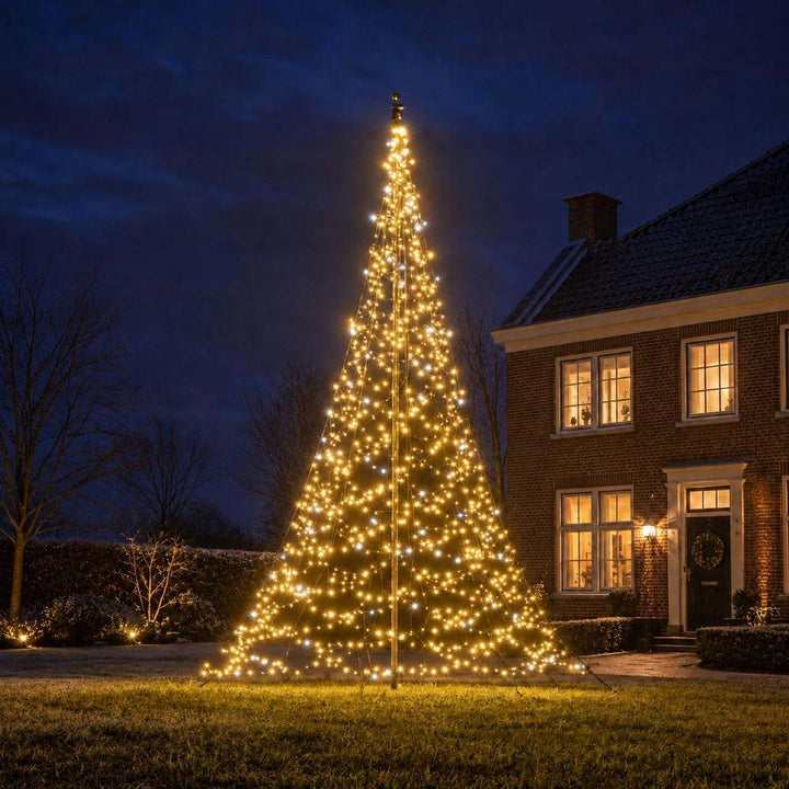 Fairybell 6 meter flaggstang belysning 1200 LED-Lys - Standard-Julebelysning juletrelys ute-Fairybell-Varm hvit-FA061200W-Lightup.no