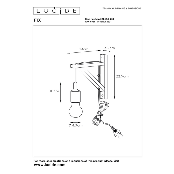 Fix vegglampe-Vegglamper-Lucide-Natur / hvit-LC08208/01/31-Lightup.no