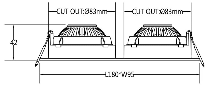 Georgia 360 lavtbyggende downlight dobbel 2x7W 2700K RA97 Dimbar IP44 - Hvit - uten driver-Downlight lavtbyggende-NorDesign-192972706v2-Lightup.no