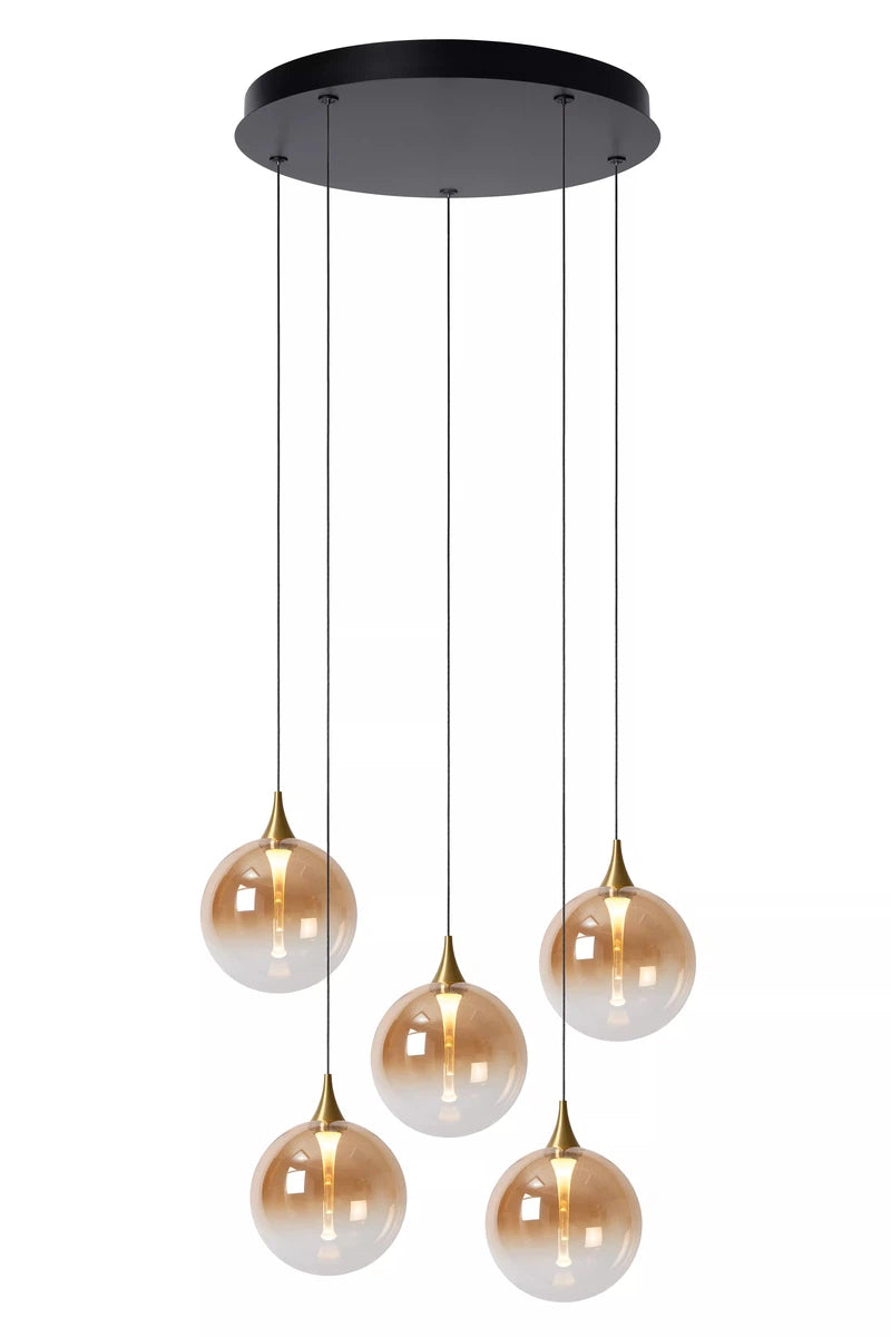 Gisela takpendel 48 cm 5 x 3,8W 2700 Kelvin - Dimbar-Takpendler-Lucide-Klar-LC13494/18/60-Lightup.no