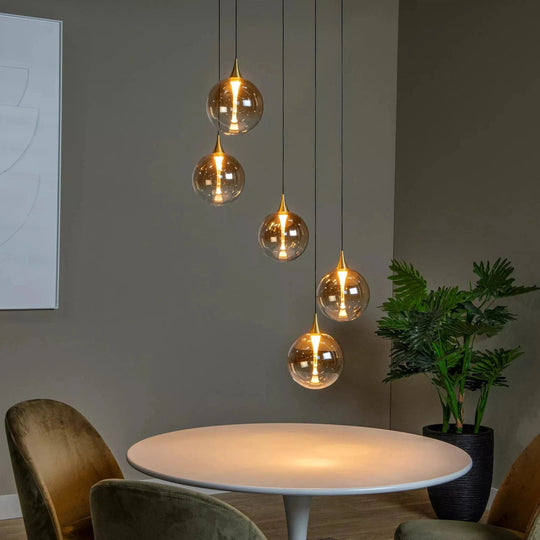 Gisela takpendel 48 cm 5 x 3,8W 2700 Kelvin - Dimbar-Takpendler-Lucide-Amber-LC13494/18/62-Lightup.no