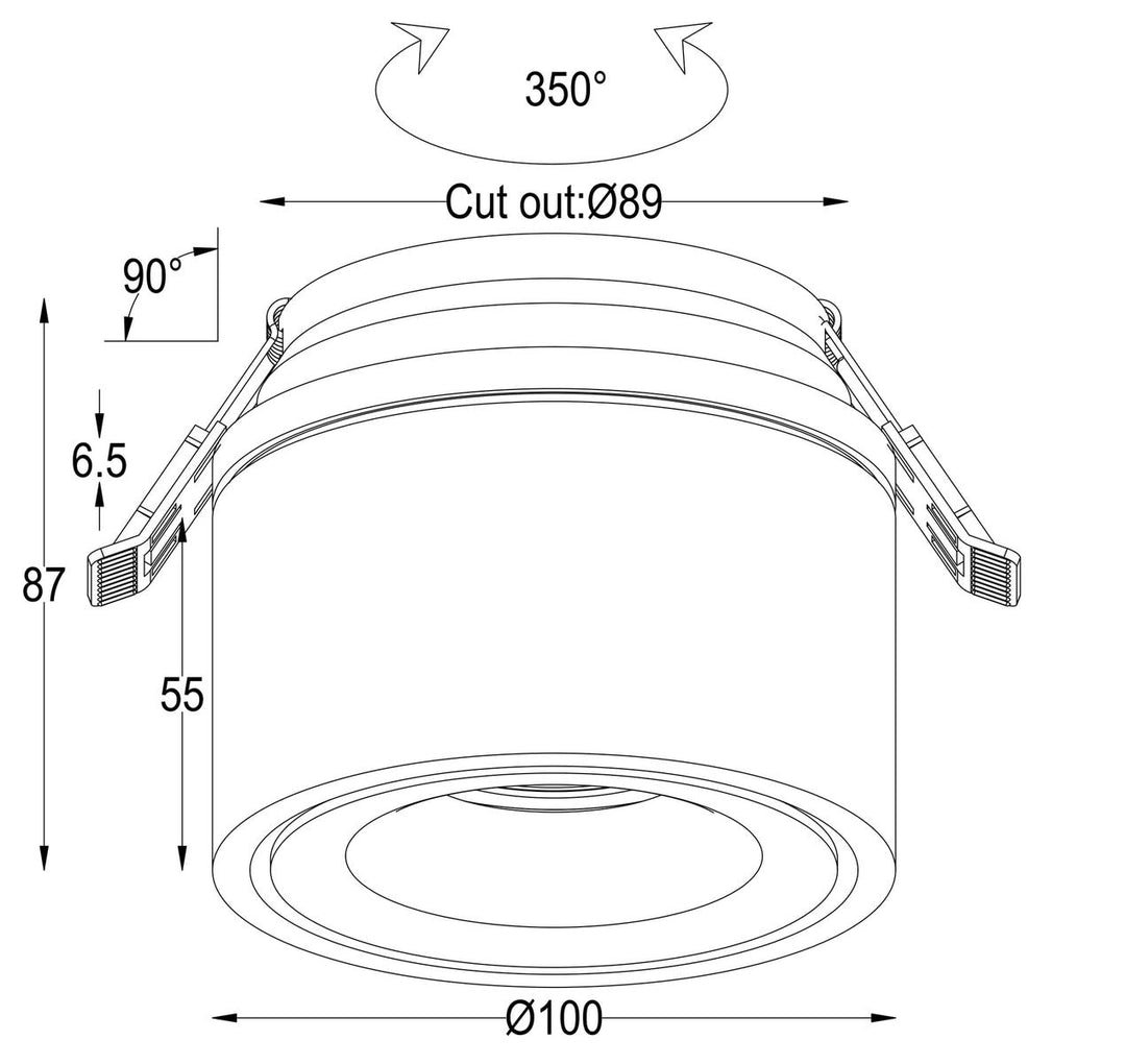 Glow K1 100 recessed downlight 13W 2700/3000 kelvin-Downlight 230V-NorDesign-Svart-370100805-Lightup.no