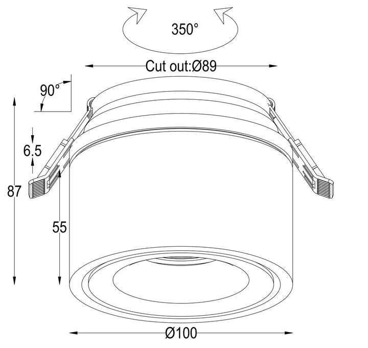 Glow K1 100 recessed downlight 13W 2700/3000 kelvin-Downlight 230V-NorDesign-Svart-370100805-Lightup.no