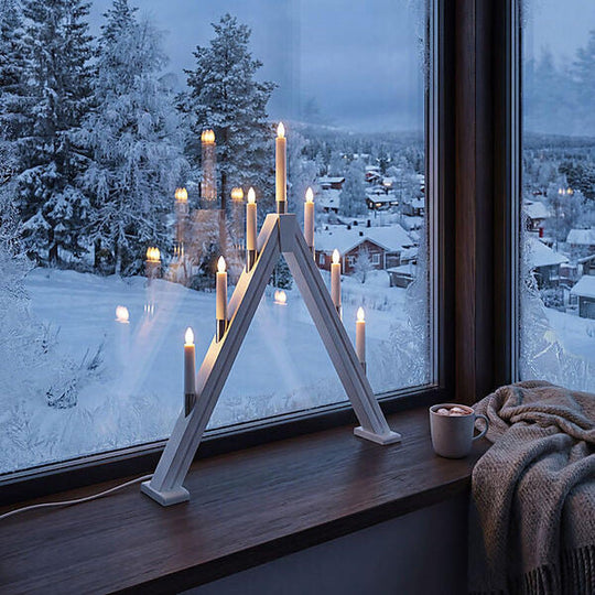 Halland adventsstake 7-lys - Sammenleggbar-Julebelysning adventsstake-Aneta Lighting-Hvit-27220-01-Lightup.no