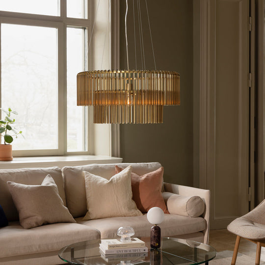 Hook takpendel 60 cm-Takpendler-Globen Lighting-Brun / Børstet messing-656506-Lightup.no