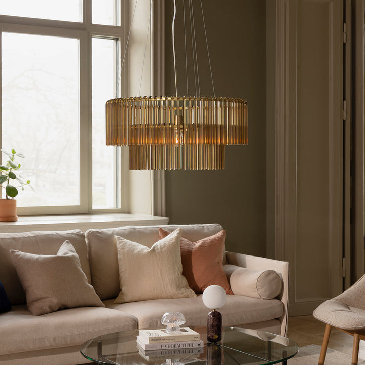 Hook takpendel 60 cm-Takpendler-Globen Lighting-Brun / Børstet messing-656506-Lightup.no