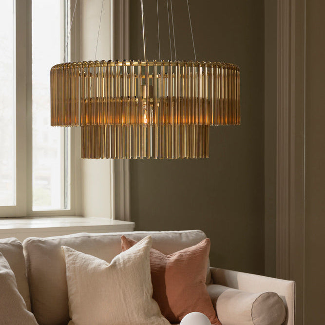 Hook takpendel 60 cm-Takpendler-Globen Lighting-Brun / Børstet messing-656506-Lightup.no