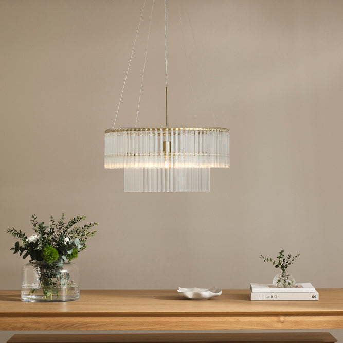 Hook takpendel 60 cm-Takpendler-Globen Lighting-Klar / Børstet messing-656565-Lightup.no