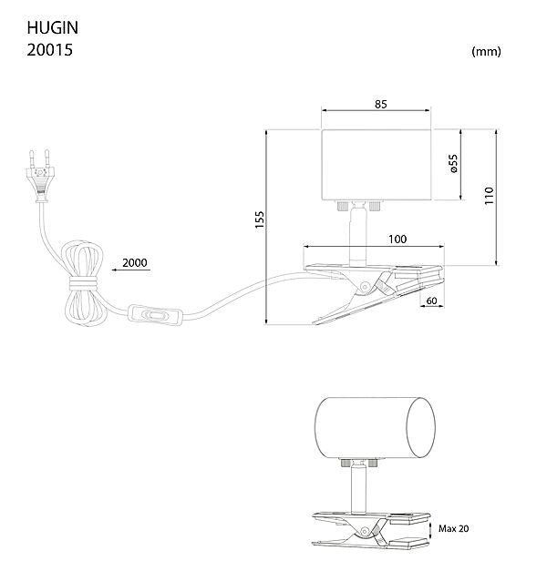 Hugin klypelampe-Vegglamper-Aneta Lighting-Antikkmalt-20015-04-Lightup.no