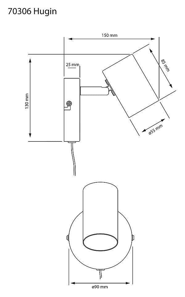 Hugin vegglampe-Vegglamper-Aneta Lighting-Hvit-70306-01-Lightup.no