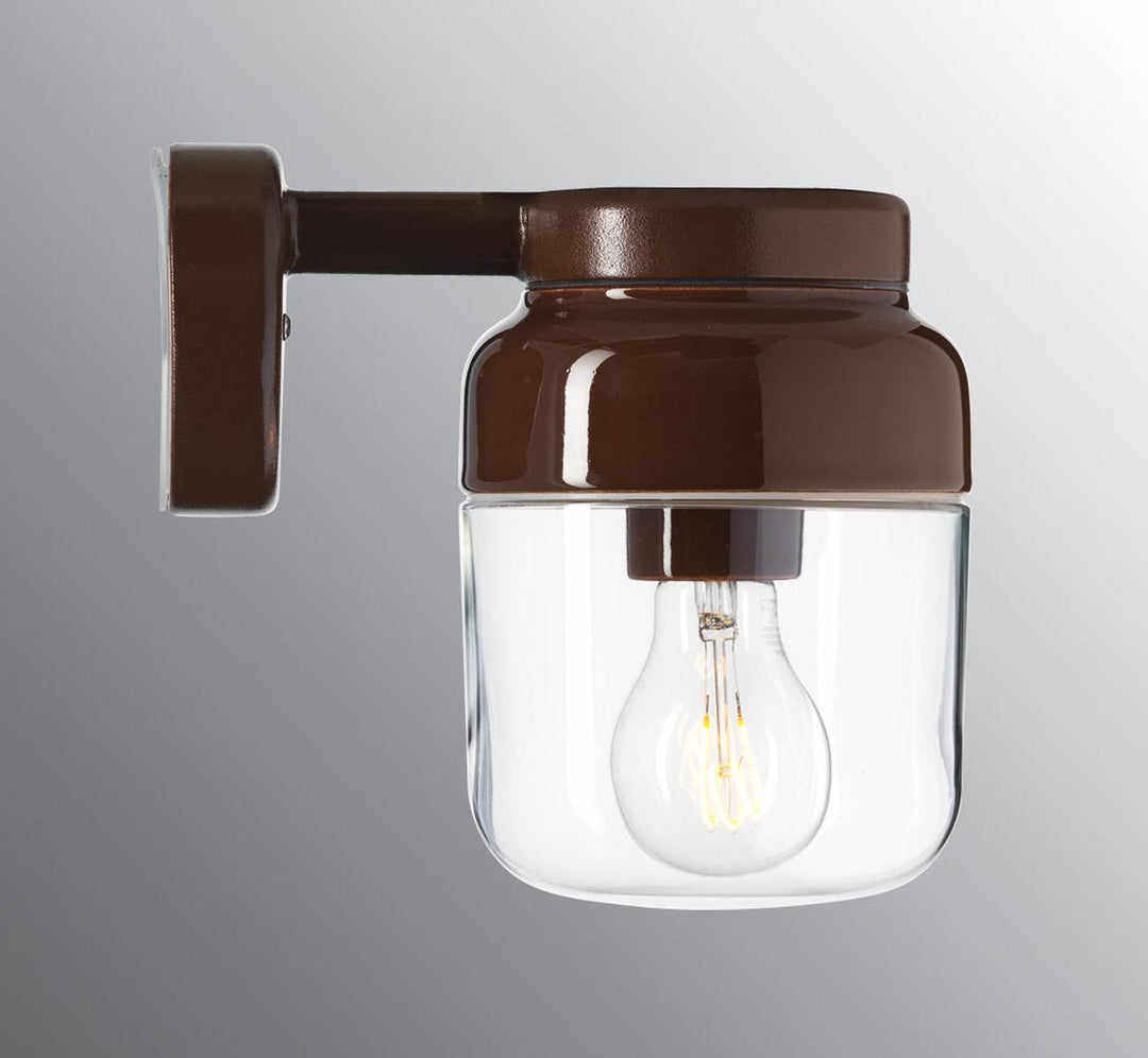 Ifø Ohm 140/205 vegglampe IP44-Baderomsbelysning vegglamper-Ifø Electric-Brun / Klar-8382-510-14-Lightup.no