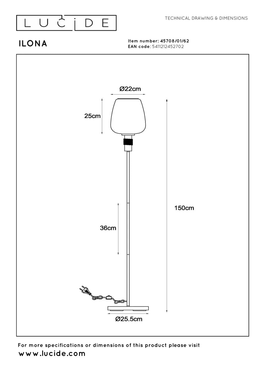 Ilona gulvlampe-Gulvlamper-Lucide-Amber-LC45708/01/62-Lightup.no