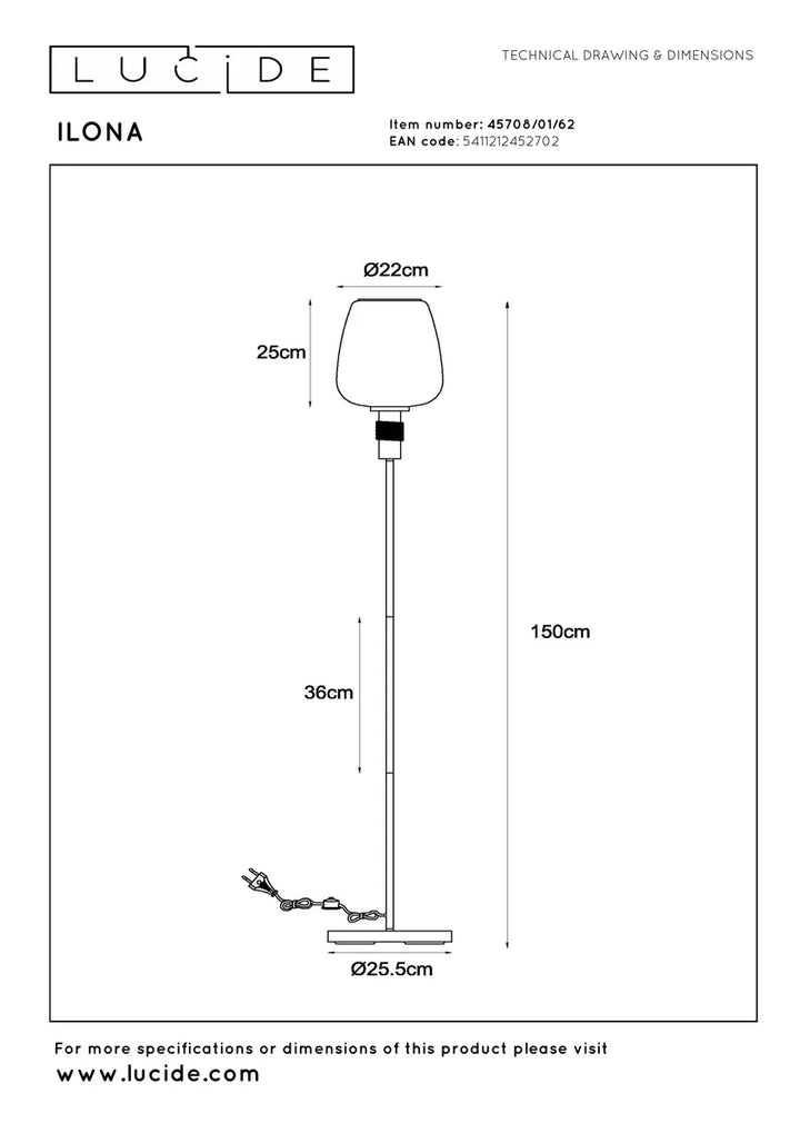 Ilona gulvlampe-Gulvlamper-Lucide-Amber-LC45708/01/62-Lightup.no