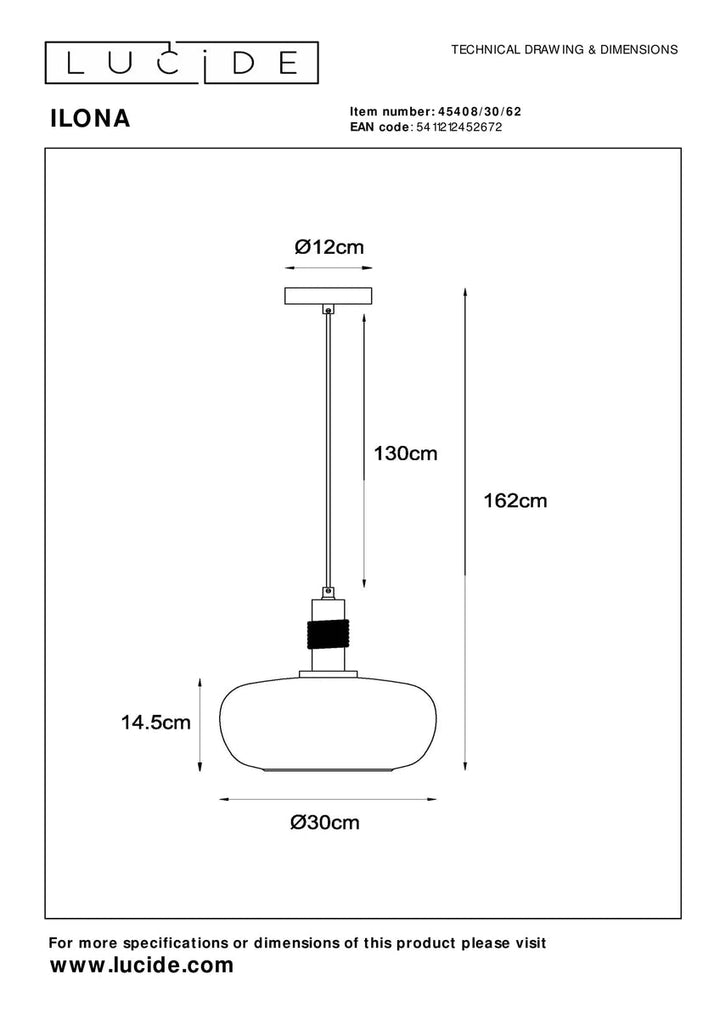 Ilona takpendel 30 cm-Takpendler-Lucide-Amber-LC45408/30/62-Lightup.no