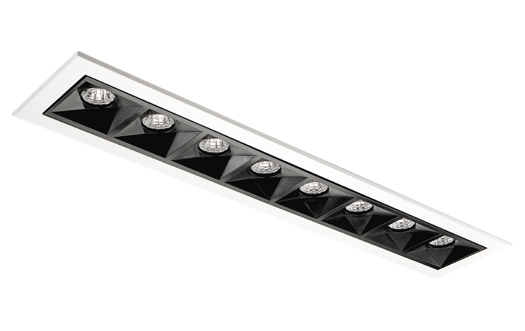 Inspire R 300 innfelt downlight 8 lys 15W RA98 3000K dimbar-Downlight lavtbyggende-Sg Armaturen As-Svart-3203534-Lightup.no