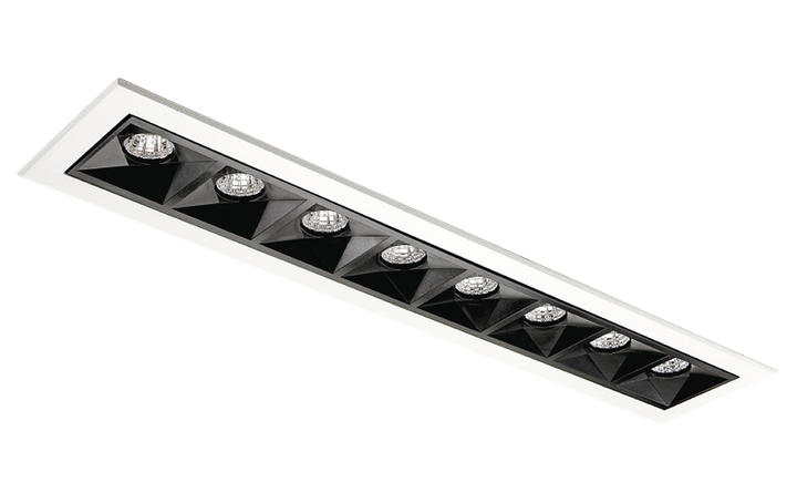 Inspire R 300 innfelt downlight 8 lys 15W RA98 3000K dimbar-Downlight lavtbyggende-Sg Armaturen As-Svart-3203534-Lightup.no