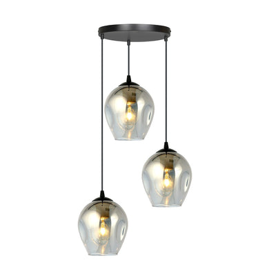 Istar rondell takpendel 3 lys - Svart/Røykfarget - G-Takpendler-Emibig-680/3PREM-G-Lightup.no