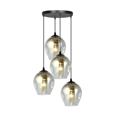 Istar rondell takpendel 4 lys - Svart/Røykfarget - G-Takpendler-Emibig-680/4PREM-G-Lightup.no