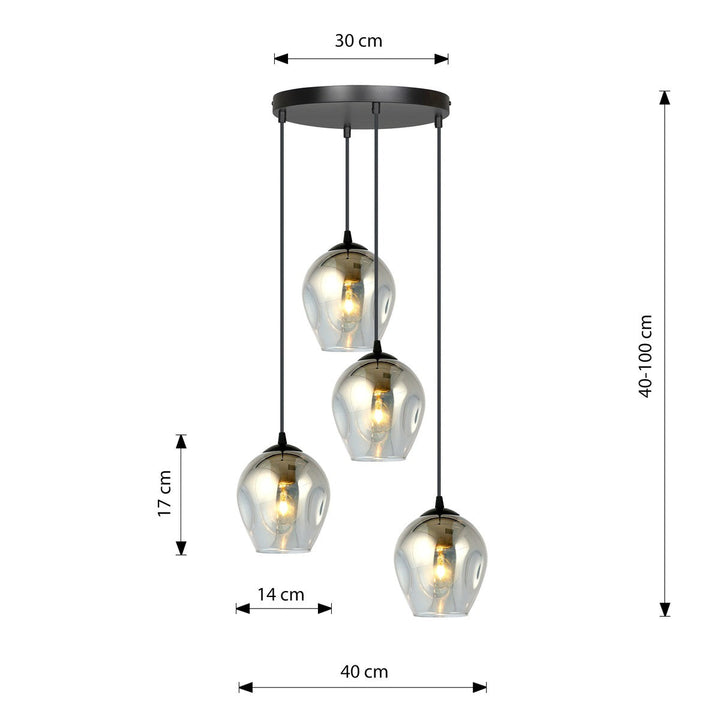 Istar rondell takpendel 4 lys - Svart/Røykfarget-Takpendler-Emibig-680/4PREM-Lightup.no