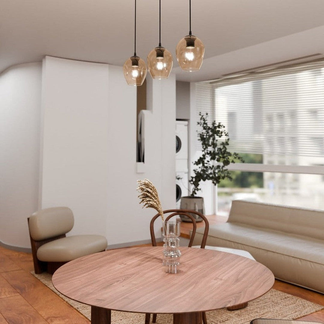 Istar takpendel 3 lys - Svart/Amberfarget-Takpendler-Emibig-Svart / Amber-677/3-Lightup.no