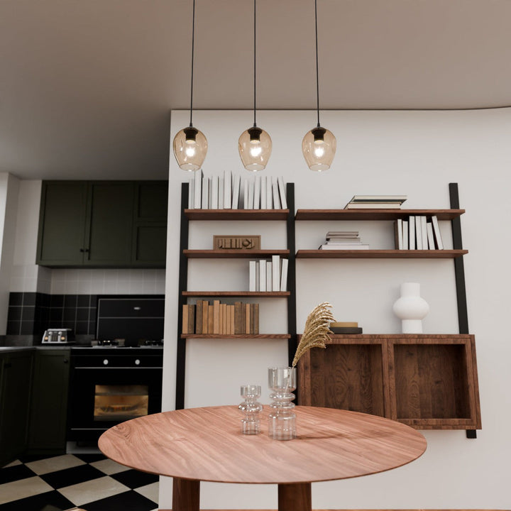 Istar takpendel 3 lys - Svart/Amberfarget-Takpendler-Emibig-Svart / Amber-677/3-Lightup.no