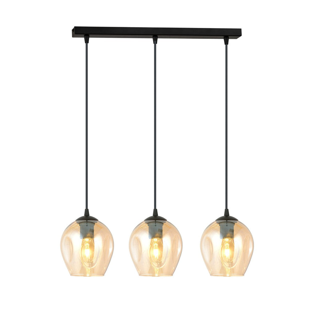 Istar takpendel 3 lys - Svart/Amberfarget-Takpendler-Emibig-Svart / Amber-677/3-Lightup.no