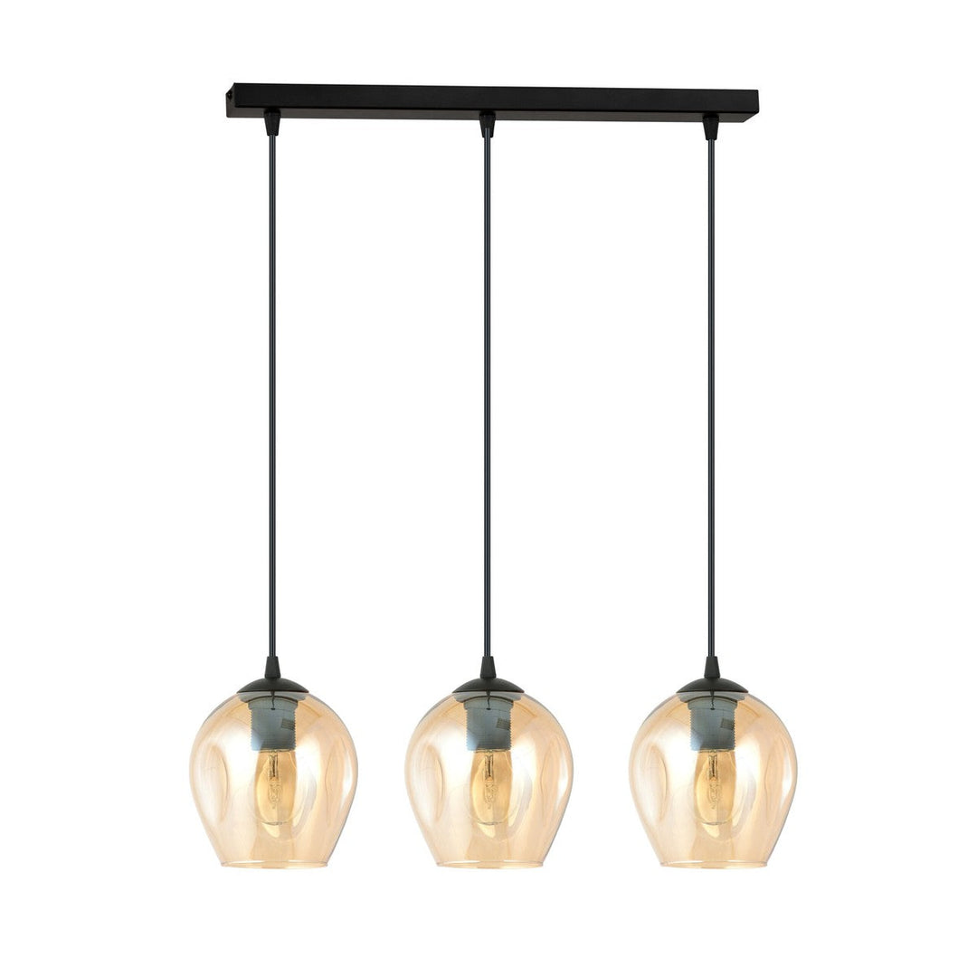 Istar takpendel 3 lys - Svart/Amberfarget-Takpendler-Emibig-Svart / Amber-677/3-Lightup.no
