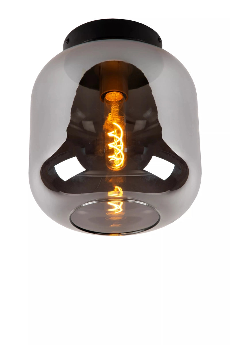 Joanet taklampe 25 cm - Svart/Røykfarget-Taklamper-Lucide-Svart / Messing / Røyk-LC45194/25/65-Lightup.no