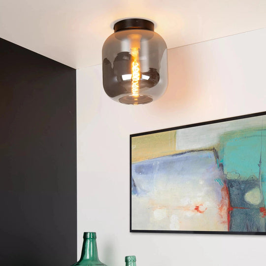 Joanet taklampe 25 cm - Svart/Røykfarget-Taklamper-Lucide-Svart / Messing / Røyk-LC45194/25/65-Lightup.no