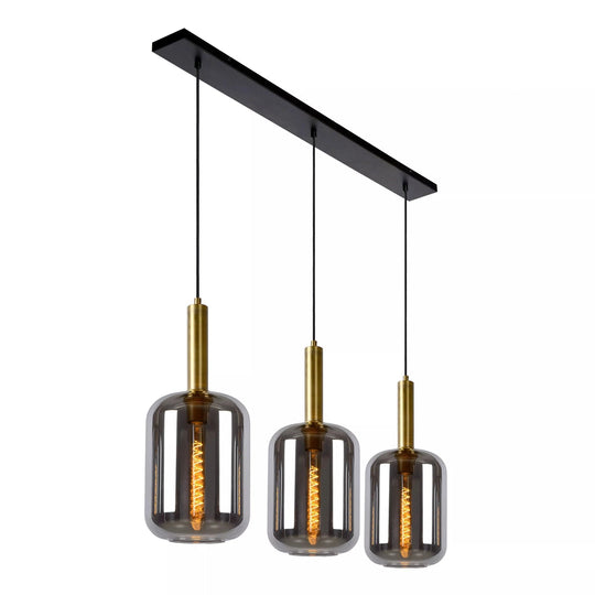 Joanet takpendel 3-lys-Takpendler-Lucide-Svart / Messing / Røyk-LC45494/03/65-Lightup.no