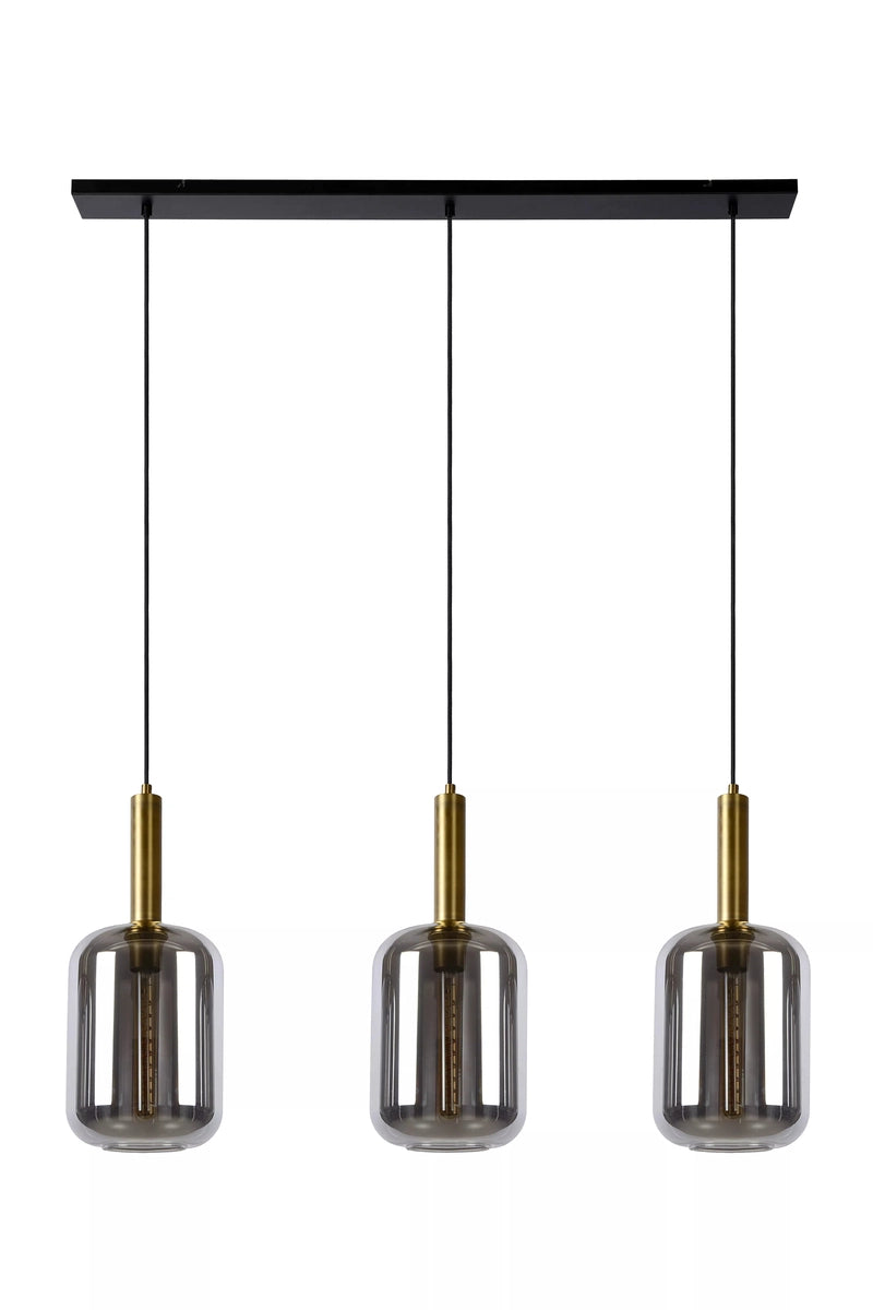Joanet takpendel 3-lys-Takpendler-Lucide-Svart / Messing / Røyk-LC45494/03/65-Lightup.no