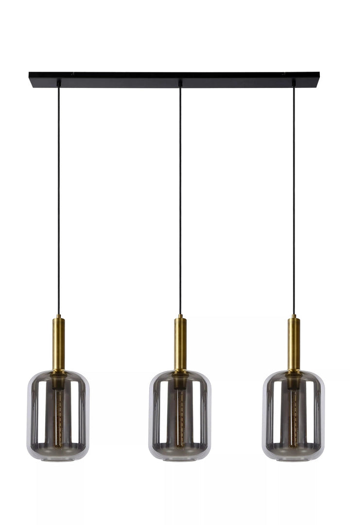 Joanet takpendel 3-lys-Takpendler-Lucide-Svart / Messing / Røyk-LC45494/03/65-Lightup.no