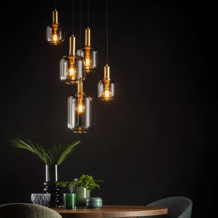 Joanet takpendel rondell 5 lys-Takpendler-Lucide-Messing / Røyk-LC45494/15/65-Lightup.no