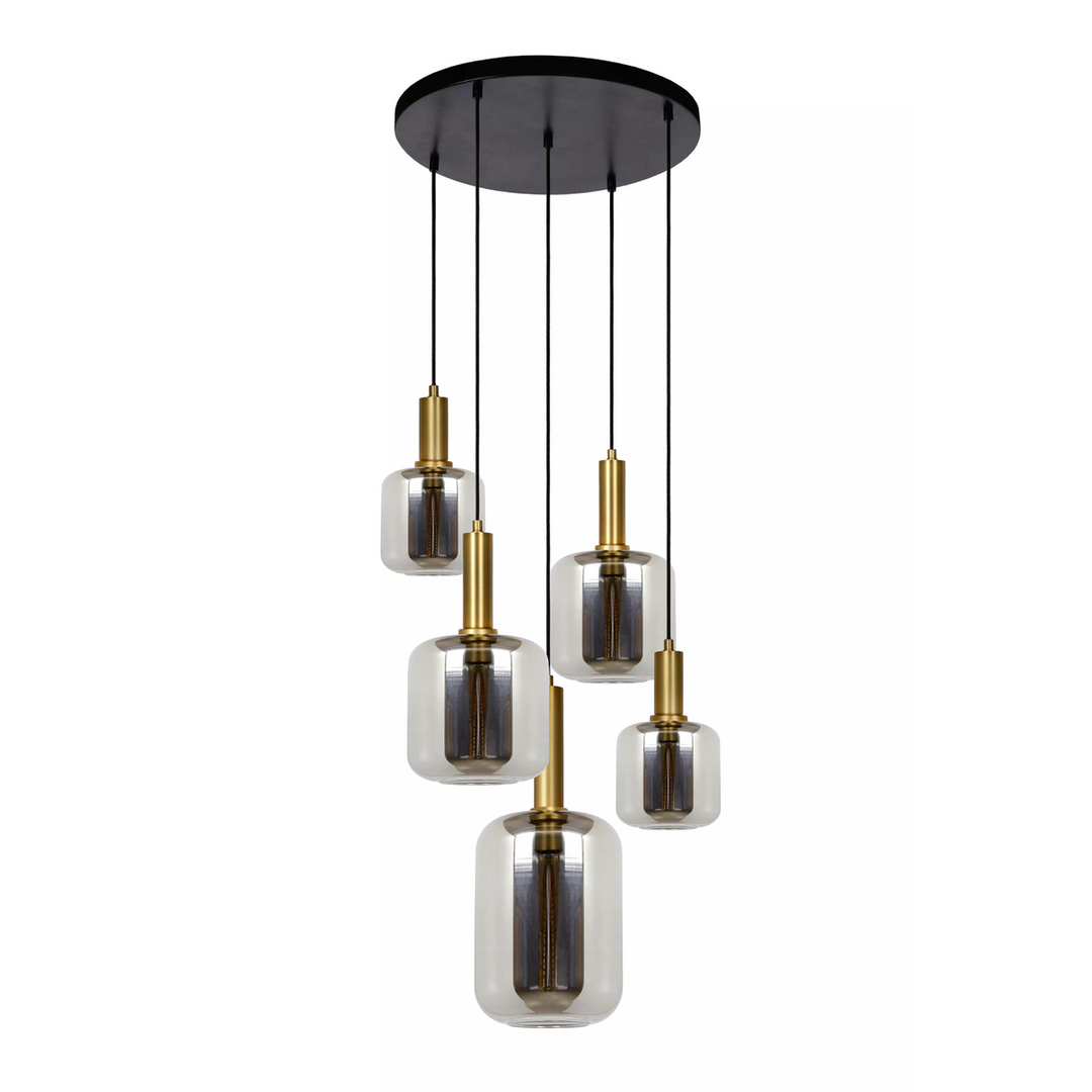 Joanet takpendel rondell 5 lys-Takpendler-Lucide-Messing / Røyk-LC45494/15/65-Lightup.no