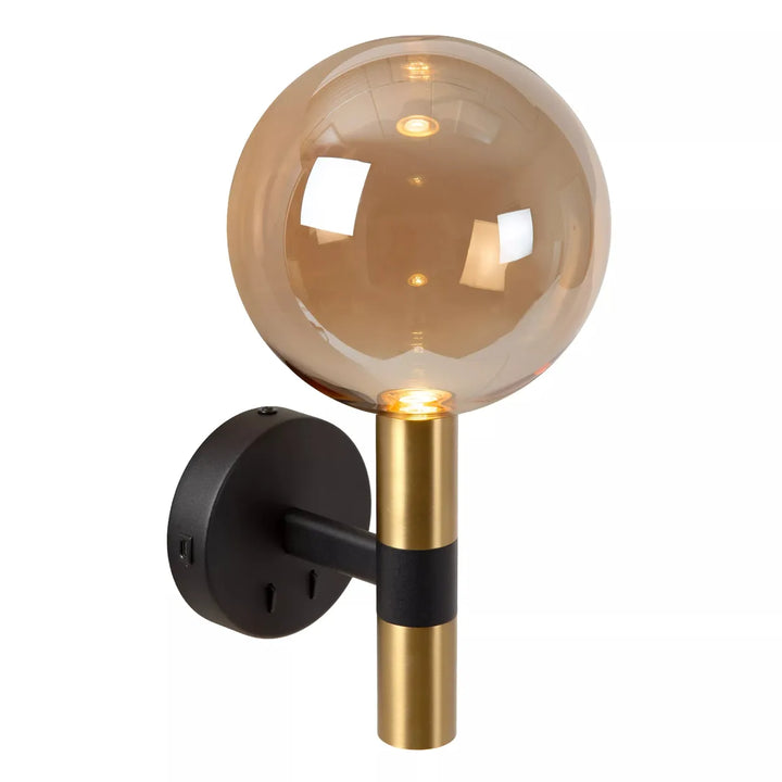 Josiane vegglampe med USB C-Vegglampe-Lucide-Svart / Amber-LC21241/02/62-Lightup.no