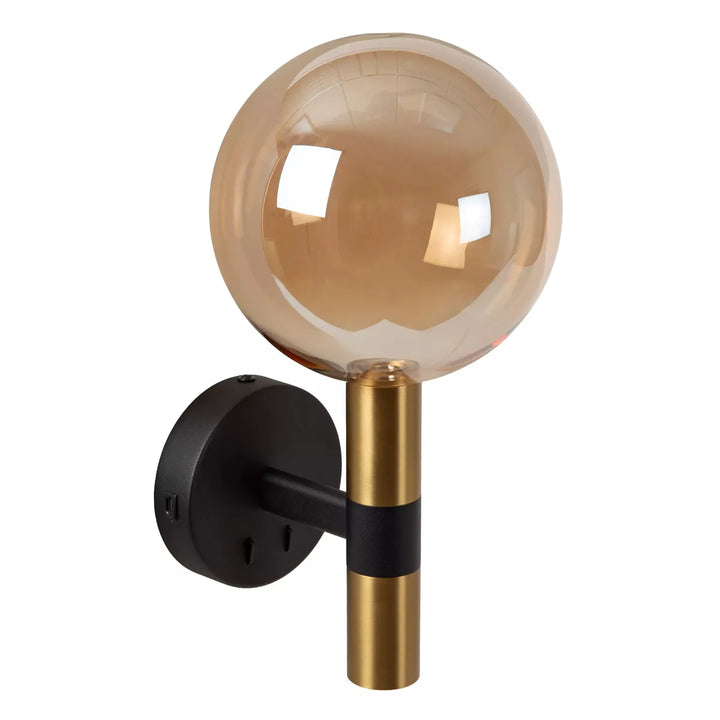 Josiane vegglampe med USB C-Vegglampe-Lucide-Svart / Amber-LC21241/02/62-Lightup.no