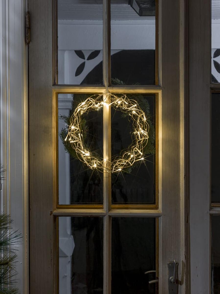 Julekrans 30 cm varmhvit LED - Sølv-Julebelysning dekor og pynt-Konstsmide-Sølv-2890-303-Lightup.no