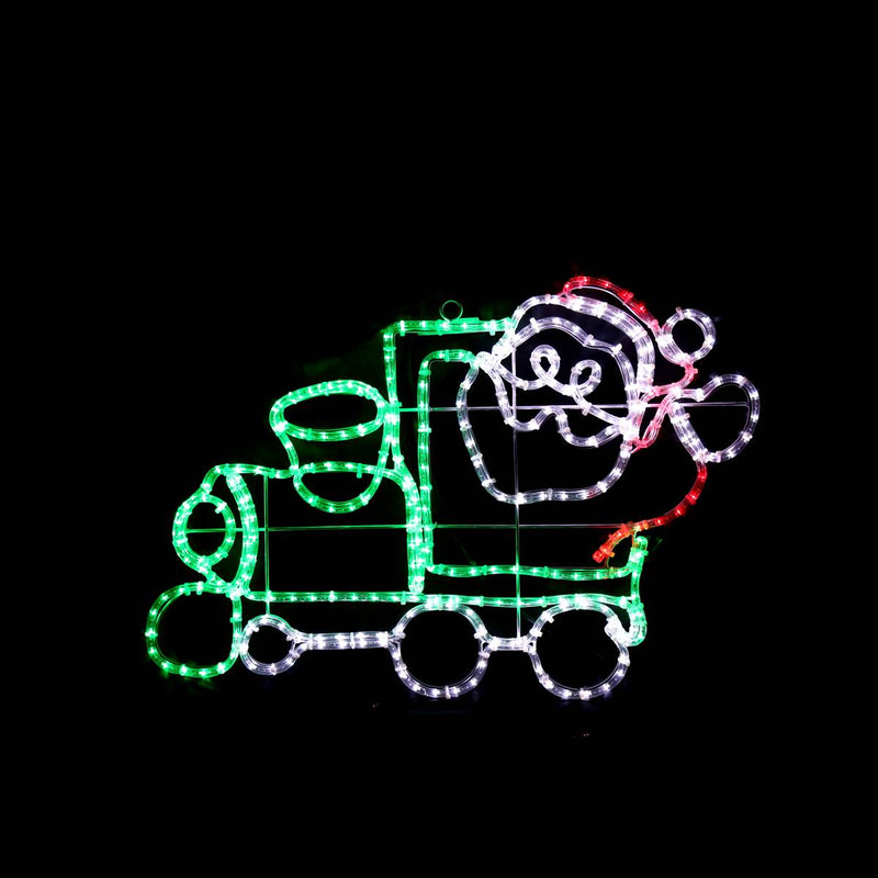Julenissen i toget 55x82 cm - LED figur-Julebelysning dekor og pynt ute-Le Trading-40023-Lightup.no