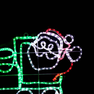 Julenissen i toget 55x82 cm - LED figur-Julebelysning dekor og pynt ute-Le Trading-40023-Lightup.no
