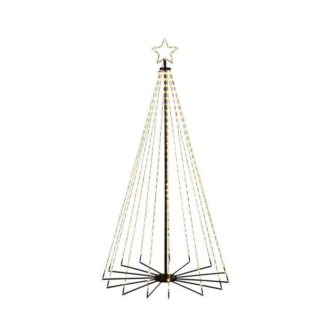 Juletre 180 cm i metall med toppstjerne og lys IP44 - Utendørs-Julebelysning dekor og pynt ute-Konstsmide-Svart-4794-800-Lightup.no