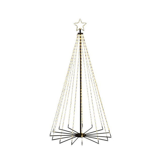 Juletre 180 cm i metall med toppstjerne og lys IP44 - Utendørs-Julebelysning dekor og pynt ute-Konstsmide-Svart-4794-800-Lightup.no